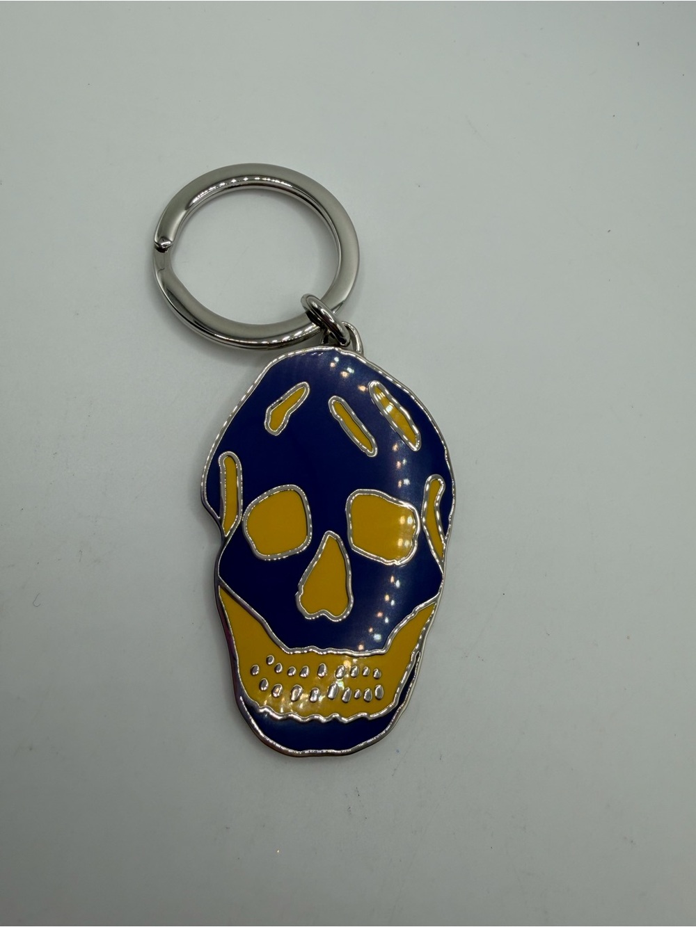 Alexander McQueen Blue and Yellow Skull Keychain - Accessory